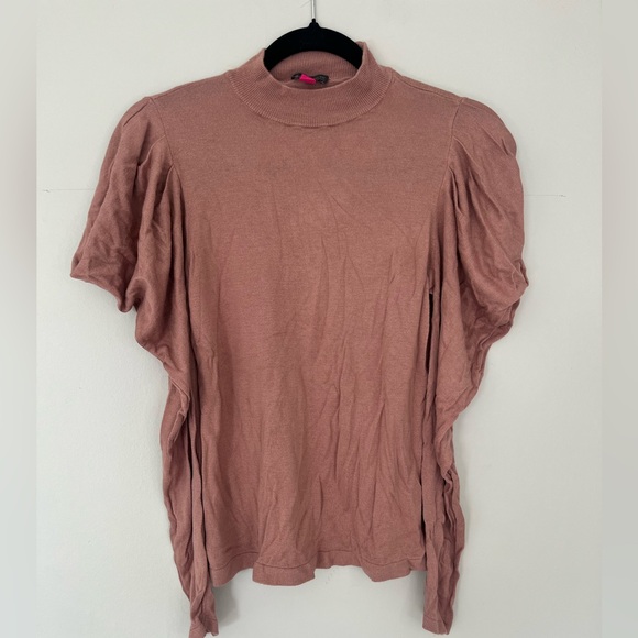 Vince Camuto Sweaters - Vince Camuto Puff Sleeve, Mock Neck Sweater, Dusty Rose Pink, Womens Size XS